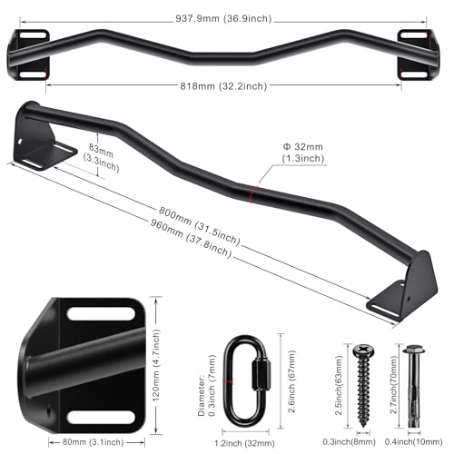 Kipika Heavy Duty Wall Mounted Doorway Pull Up Bar, Multifunctional Chin Up Bar, Portable Fitness Door Bar, Body Workout Home Gym System - color: M Type Pull Up Bar