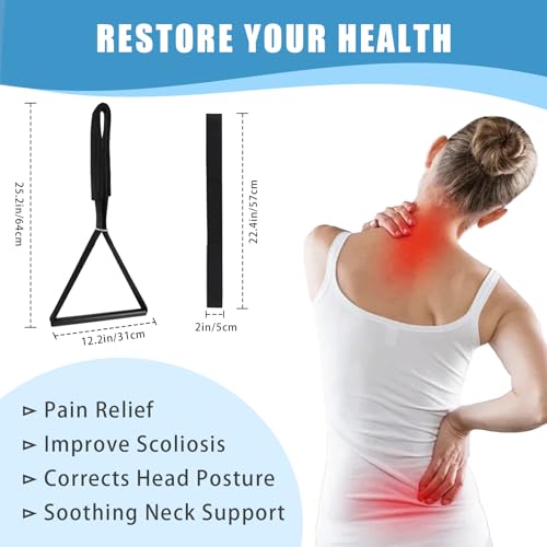 Neck Stretcher Strap, Neck Strap Cervical Traction Device for Neck Pain, Spine Chiropractic Decompression Tool with Comfortable Handle and Chin Belt