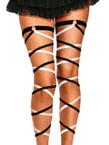 Rave Leg Wraps Elastic Garter Plus Size Leg Straps Music Festivals Outfits for Women - color: Black-white