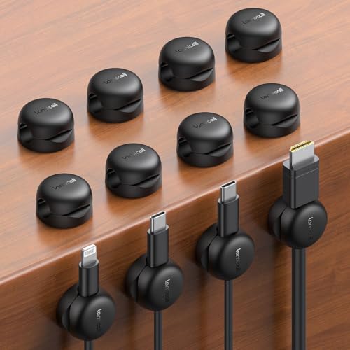 Lamicall 12 Pack Spring Cable Clips, Compact Desk Cord Organizer Holder | 1s Locking Spring, Acrylic Adhesive, Cable Management Clips, Nightstand Phone Charging Cord Holder, Organization Accessories - color: Black, size: 12Pack