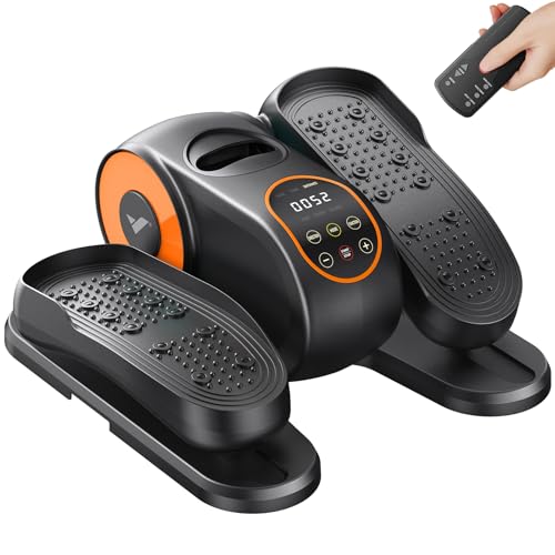 MERACH Under Desk Elliptical Machine, Leg Exerciser While Sitting for Seniors with 12-Speeds & Remote Control, Quiet Portable Electric Seated Pedal Exerciser Machine for Home Office - color: Orange