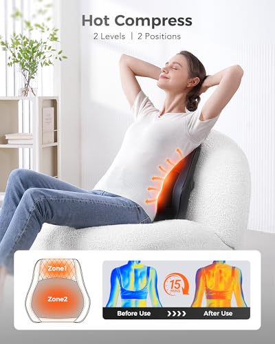 Boriwat Back Massager with Heat, 3D Kneading Massage Pillow for Back, Neck, Shoulder, Leg Pain Relief Deep Tissue, Gifts for Women Men Mom Dad - style: Black