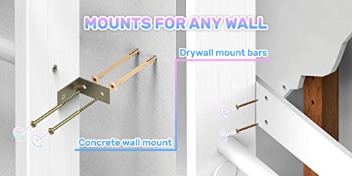 WEDANTA Wooden Swedish Ladder Wall Set – Kids Stall Bars for Exercise – Kids Swedish Gymnastic Wall Gym – Wood Stall Bar Gymnastics Playground – Best Gym for All Family - color: White