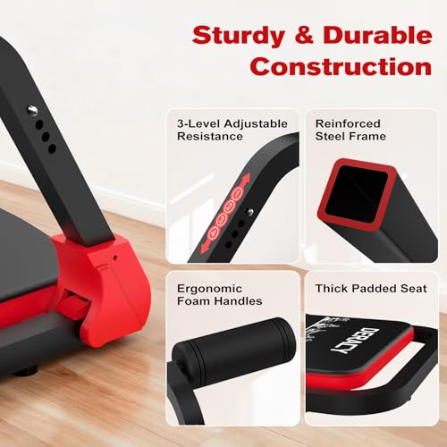 DERACY Sit Up Exercise Equipment, Adjustable Ab Machine, Multi-Functional Sit Up Machine, Ab Workout Equipment, Ab Trainer Machine for Women Men - color: Red - Black