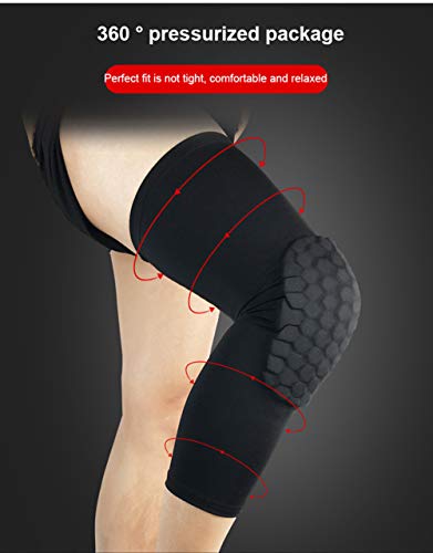 PISIQI Knee Pads Compression Pads Long Leg Sleeve Collision Avoidance Brace Protection Knee Sleeve for Basketball Football Volleyball Cycling (1 Pair) - color: Black, size: Small