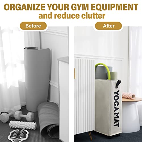 Twira Yoga Mat Storage Racks, Home Gym Storage Rack for Foam Roller, Yoga Strap and Resistance Bands, Workout Equipment Corner Storage Organizer with Wheels - color: Grey1, size: Slim 22"