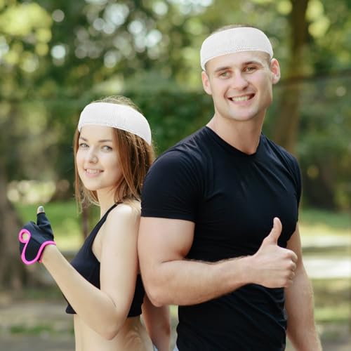 2 Pack Sweat Band, Sweat Bands Headbands for Men, Women, Sports, Tennis, Running, Gym, Workout - color: White