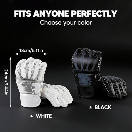 Generic 2 Pairs MMA Gloves Martial Arts Bag Gloves Boxing Fight Gloves Kickboxing Gloves for Sparring - color: Black and White