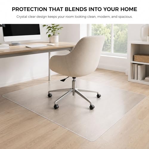 Clear PVC Treadmill Mat for Hardwood Floors & Carpet, 100 x 35 Inch Office Chair Mat, 1.5MM Thick Floor Protector for Walking Pad, Exercise Bike, Elliptical & Rolling Chair, Single-Sided Frosted