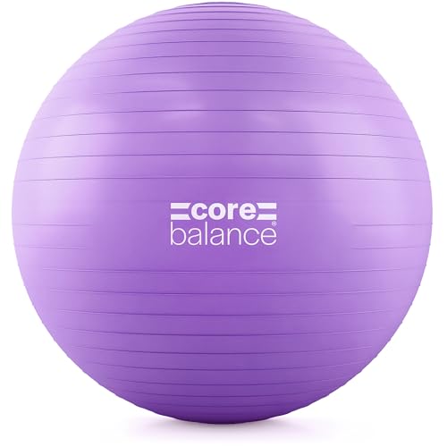 Core Balance Exercise Ball, Stability Ball for Yoga, Pilates and Fitness, Gym Ball for Home Gym and Office Chair, Training, Physical Therapy, Anti Burst, Pump Included, 55cm 65cm 75cm 85cm - color: Purple, size: L (23–26in | 58–65cm)