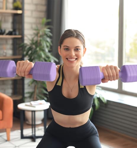 Adjustable Dumbbell Set of 2, 10LB 20LB 30LB Weight Set | Hand Weights for Women Men, Dumbbells for Home Gym Outdoor Exercise & Muscle Toning Weight Loss Rehab Strength Training - color: Purple, style: 20 lb, Pair-Rubber Handle