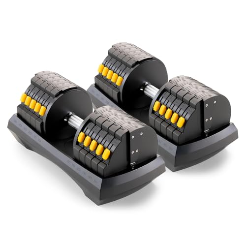 Marcy Adjustable Dumbbell System – 6-in-1 Free Weights for Home Gym, 50 lbs Single or 100 lbs Pair Options for Strength Training - style: 100lb, Set of 2