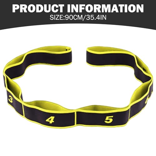 Stretching Straps 90cm Long Numbered Resistance Band with 8 Loops - Exercise Bands Adjustable Tension for Yoga, Pilates, Dance & Strength Training (Yellow) - color: Yellow