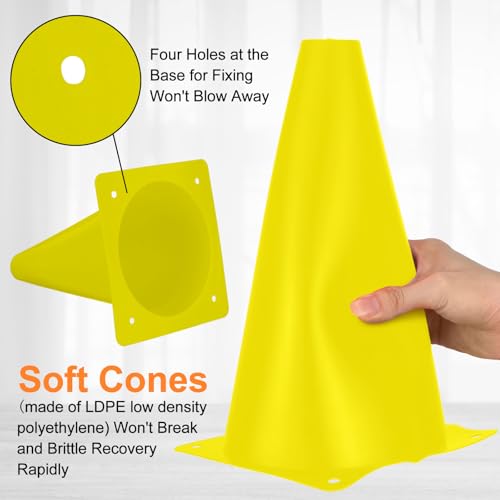 Hoteam 30 Pieces 9 Inch Traffic Cones Plastic Sport Agility Training Safety Cones Soccer Practice Equipment for Basketball Football Drills Exercise, Outdoor Activity and Events - color: Five Colors