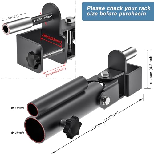 Kipika Power Rack Attachment for 5/8" & 1" Holes - Heavy Duty Home Gym Equipment for 2x2 or 3x3 Squat Rack, Adjustable and Easy to Install - color: For 2x2 Rack with 5/8" or 1" Hole + 1"&2" Bars