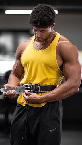 Fitgriff® Classic Weight Lifting Belt (100% Leather) for Men and Women - Gym Belt for Squats, Deadlift, Back Support - size: 33.5"-43" Waist Circumference