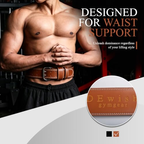 Leather Weightlifting Belt, 10 Adjustable Holes, 4”Width, Double Prong Power Belt for Gym Bodybuilding, weightlifting, powerlifting, squats and deadlifts - color: 4-Inch Brown, size: 28"-32"