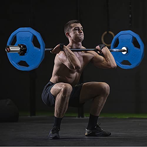 SPART Color Coded Weight Plate 2-Inch Rubber Coated Olympic Grip Plate for Barbell, Solid Cast Iron Weight Plates for Strength Training, Weightlifting, Crossfit, Home Gym, 2.5LB/5LB/10LB/25LB/35LB/45LB, Pair - color: 90LB SET