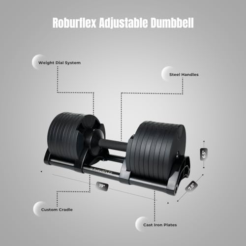 Adjustable Dumbbell (Single) 5-40/80lb, 5lb Increments, for Home Gym Fitness - Upto 20 weight settings - color: BLACK - 80LB