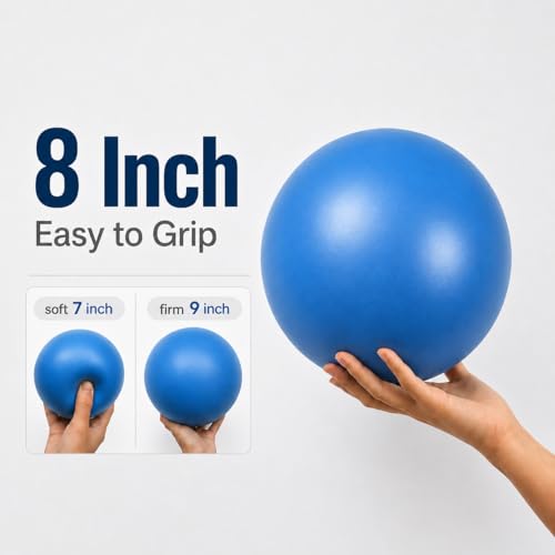 CIZEBO 6" Pilates Ball, Small Exercise Ball & Air Pump Yoga Core (8" Opt) - color: Blue, size: 8 inch