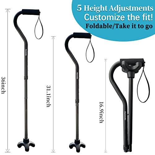 Walking Cane Foldable for Men & Women Seniors for Balance,Self Standing Folding,Height Adjustable Anti-Slip Lightweight Alloy Walking Stick for Travel Mobility Aid - color: Matte Purple Offset Handle