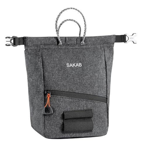 Petzl SAKAB Rock Climbing Chalk Bag | Large, Roll-Top Bouldering Chalk Bucket - color: Grey