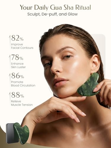 Jade Gua Sha Facial Tools, Guasha Tool for Face Acupuncture Therapy Trigger Point Treatment, Gua Sha Scraping Massage Tool - color: Green