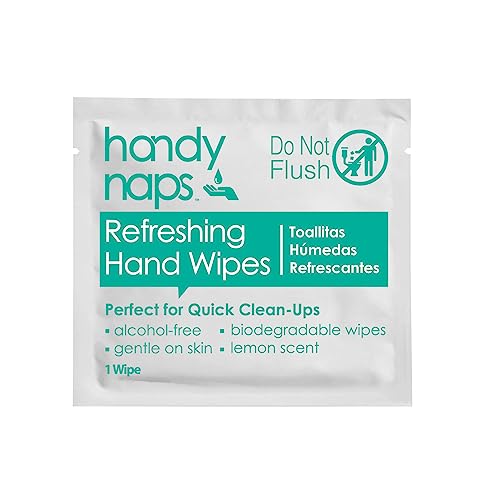 Handynaps Alcohol-Free Hand Wipes With Fresh Lemon Scent, Gentle On The Skin - Box of 100 Individually Wrapped Wipes For Adults and Kids, Travel Essentials - size: 100 Count (Pack of 1)