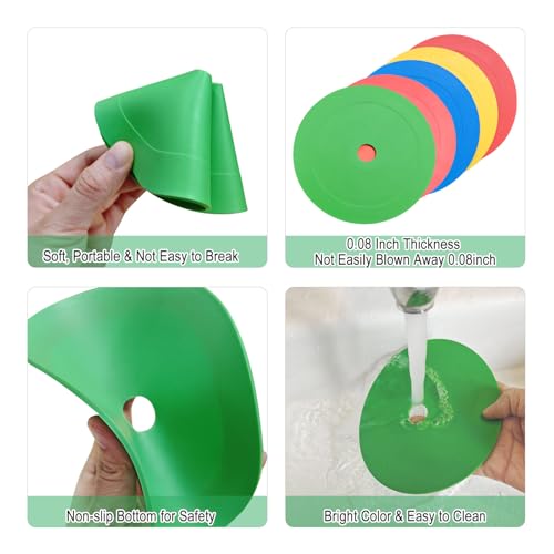 50PCS 6Inch Flat Cones for Sports Training：Non-Slip Field Cones for Soccer Training,Speed Agility Practice Equipments for Football & Basketball Sports,5 Colors
