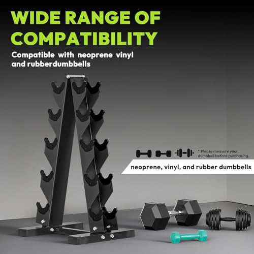 HANDBODE A-Frame Dumbbell Rack | Ideal for home gym, space-saving triangular frame, heavy-duty steel, holds multiple dumbbells securely - color: 1 X 5-Tier A-Frame (300lb)