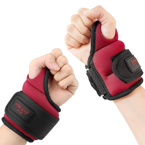 Frelaxy Wrist Weights with Thumb Loops for Men Women, 1-3 lb Pair | Weighted Gloves for Running Strength Training Yoga Walking Exercises 1lb*2 2lbs*2 3lbs*2 - color: Red, size: 2 lbs x 2