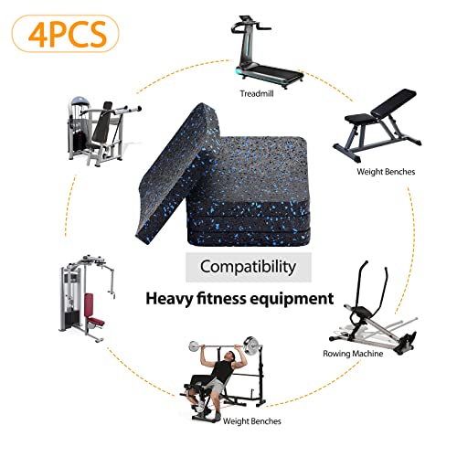 Treadmill Mat Pads - 4 PCS High Density Rubber Anti-Vibration Pads for Walking Pad and Exercise Bike - Noise Reduction Floor Protection for Hardwood Floors and Carpet - 3.94"x3.94"x0.5" - size: 3.94 X 3.94 X 0.5 inch