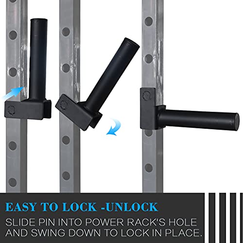 Balelinko Extended 9" Olympic Weight Plate Holder, Weight Plate Storage, Attachment for for 2"x2" Tube Power Cage with 1" Hole, 1 Pair, Bonus a Pair of 2" Spring Clip Collars Rings