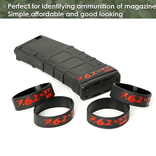 Aolamegs 5/10 Pack Magazine Bands - 5.56 Nato, 300 Blackout, 300 Subsonic, .223 Remington, .308 Winchester, 7.62x39 Magazine Marking Band, Durable Silicone Ammo Caliber Bands for Magazine Identification (2 Colors) - color: 7.62x39-blackred(5pcs)