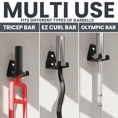 Synergee Wall Mounted Barbell Holder – Heavy Duty Gym Accessory Rack - color: a) 1 Bracket