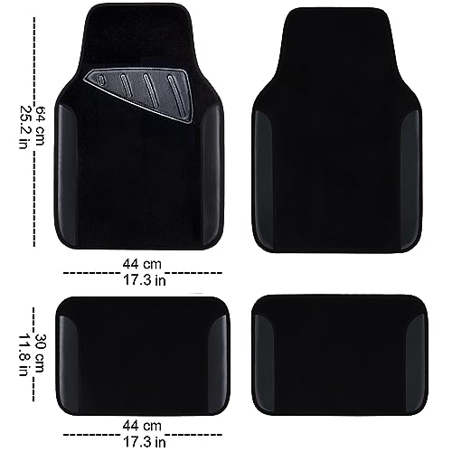 CAR PASS Waterproof Universal Fit Car Floor Mats, Faux Leather Car Carpet Mats, Black Car Mats with Anti-Slip Nibbs Backing & Driver Heel Pad Fit for SUV,Vans,sedans, Trucks,Set of 4pcs(All Black) - color: All Black