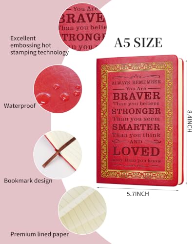 JOHSBYD Journal for Women - A5 Lined Hardcover Notebook and Diary for Teen Girls, 200 Pages 100GSM Bleedproof Paper, Inspirational Back to School College Supplies(Red) - color: Red