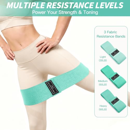 NANATI Pilates Kit, Home Pilates Workout Kit for Women, Pilates Equipment with 14.5" Pilates Ring and Ball, Resistance Bands, Ankle Weights, Sliders & Grip Socks for Home Workouts - color: Subtle Mint