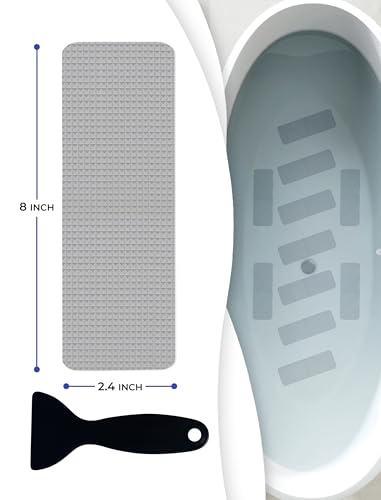 Clear Bloom XXL Anti Slip Shower Stickers 12 PCS, Gray Non-Slip Shower Strips for Adults, Premium Adhesive Bath Tub Stickers - color: Gray