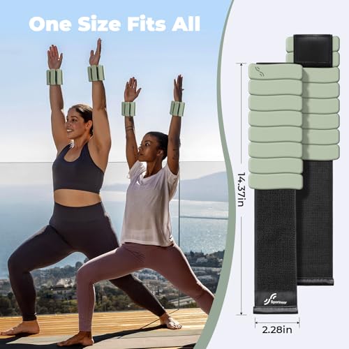 Sportneer Wrist & Ankle Weights for Women & Men Set of 2 (1LB/2LB Each) - Soft Silicone Arm & Leg Weights for Pilates, Yoga, Walking, Barre, Home Workout, Water Aerobics - color: Dusty Matcha, size: 4 Lb Pair (2 Lb Each)