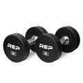 REP Fitness Urethane Coated Round Dumbbells, 5 to 100 lbs, Singles or Pairs, With or Without Rack, Steel Core, Rubber Encased, Chrome Handles, Professional Weights for Home Gym Strength Training - style: 20lb Pair