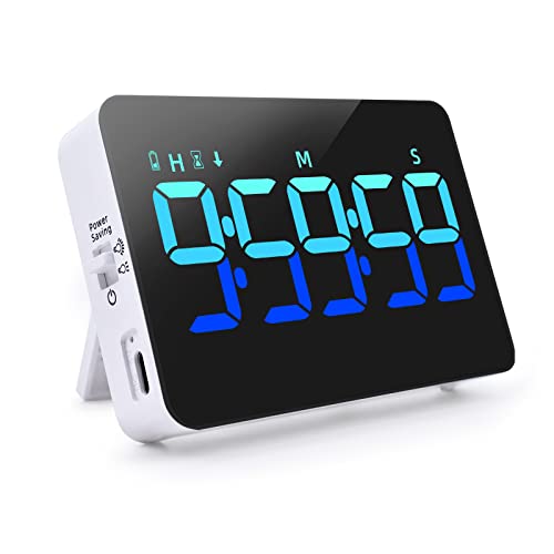PERSUPER Kitchen Digital Timer, Count Down Up, Rechargeable, Vibration Mode Adjustable Volume and Brightness LED Display, Time Management Cook, Desk, Kids Adults Study Teaching, Kitchen Gadgets Blue - color: Blue