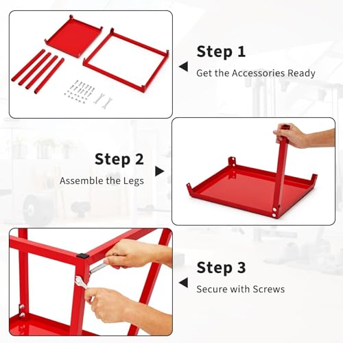 Plyometric Jump Box Set 12/18/24 Inch, Rectangle Steel Jump Plyo Box with Anti-Slip Platform for Home Gym, Strength Training & Conditioning Workouts for Men and Women, Red