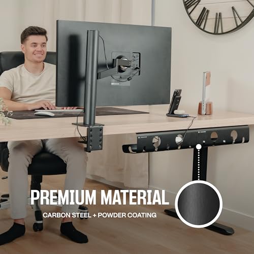 COREMINDED No-Drill Under Desk Cable Management Tray, 2-Pack, Large | Wire & Cord Organizer for Standing Desk or Table, Power Strip Holder, Hides Cables, Home Office Cord Hider, Carbon Steel - size: Large