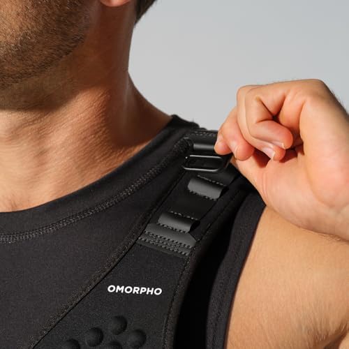 OMORPHO Men’s 20 lb G-Vest Icon Bundle adjusts from 10 lb to 20 lb with included G-Pack weight panels. Low-profile, fully adjustable comfort fit for walking, hiking, running, and training. - color: Black