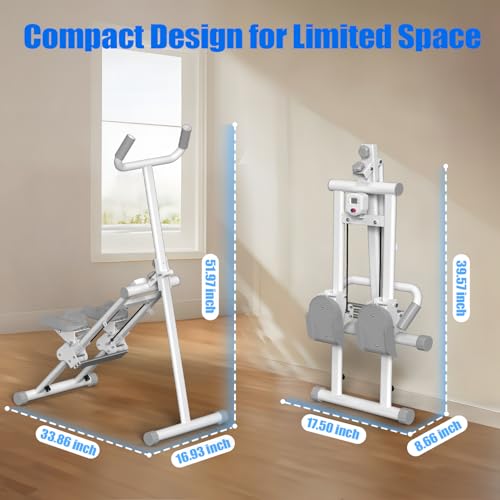 YYJO Foldable Stair Stepper 3 Adjustable Resistance Stair Climber with Handle Bar Cardio Exercise Machine for Home - color: White with Resistance