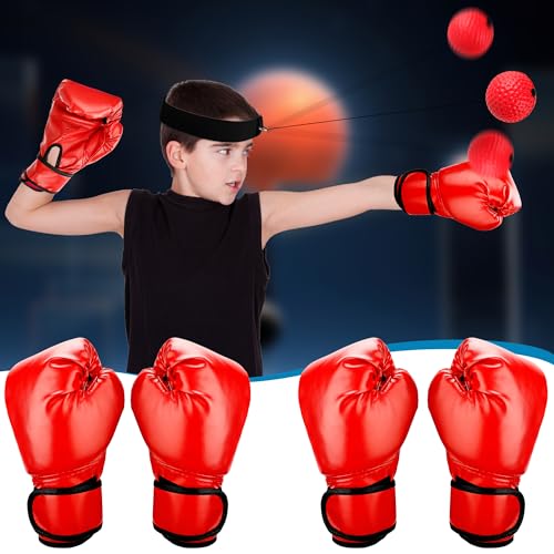 3-in-1 Boxing Gloves and Punching Mitts Set Kids Boxing Equipment Set for Youth Karate Muay Thai Taekwondo MMA