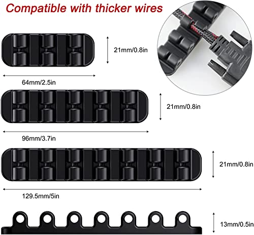 SOULWIT Upgraded Cable Holder, Cable Management Cord Organizer Clips Silicone Self Adhesive for Desktop USB Charging Cable Power Cord Bedside Wire PC Office Home (3/5/7 slot,Black) - color: Black