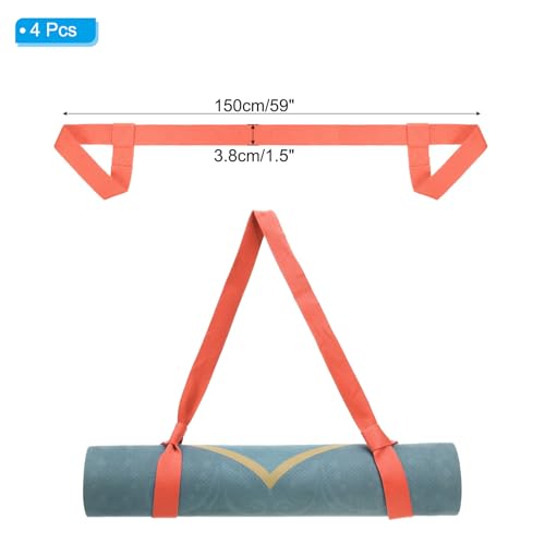 PATIKIL Yoga Mat Strap, Adjustable Yoga Mat Carrier Straps Sling Cotton Anti Slip Mat Holder Stretching Band - color: Coral Pink