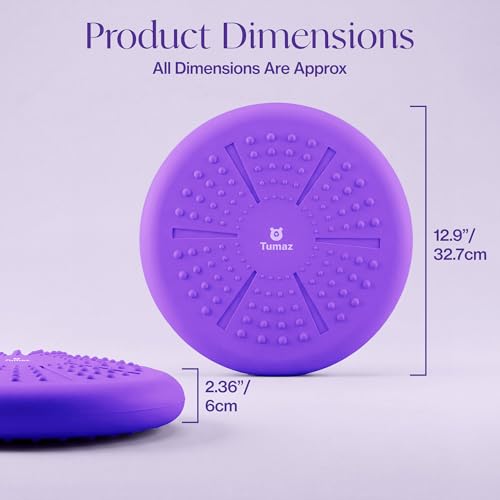 Tumaz Wobble Cushion - Wiggle Seat to Improve Sitting Posture & Stay Focused for Sensory Kids, Balance Disc to Core Strength & Flexible Seating [Extra Thick Balance Board, Pump Included Wobble Board] | Extra Thick | Supports Active Sitting | For Sensory K